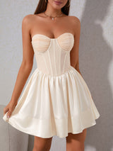 Ruffle Hem Bustier Tube Dress