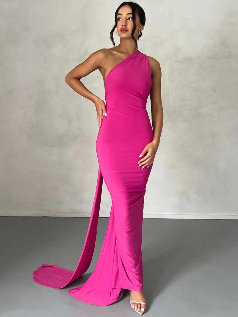 O-ring Backless Halter Neck Bodycon Maxi Dress