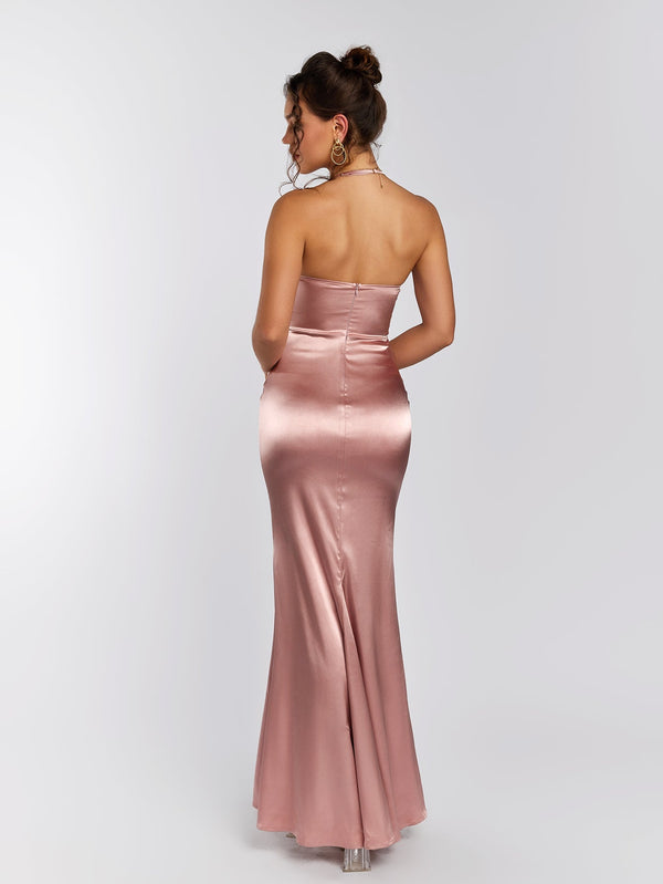 Halter Corset Backless Satin Dress