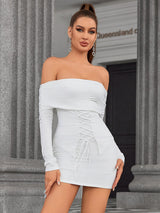 Off Shoulder Crisscross Front Tube Dress