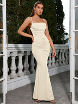 Solid Ruched Bodycon Formal Dress