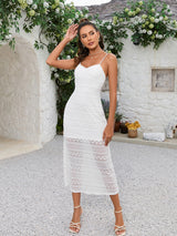 V-Neck Backless Lace Maxi Dress