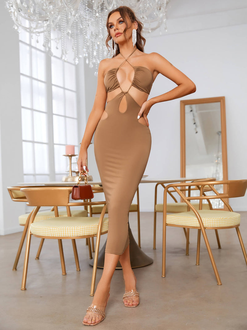 Sleeveless Cut Out Long Bodycon Dress