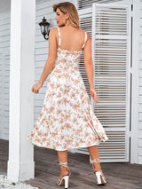 Ruched Bust Split Thigh Floral Cami Dress